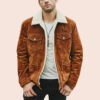 Brown Bomber Suede Leather Shearling Jacket